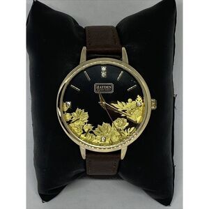 Hayden by Hayden Harnett Women Brown Leather Black AnalogDial Quartz Watch LJ174